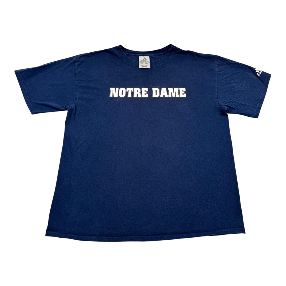 Notre Dame Fighting Irish Shirt Mens Large Navy NCAA Football T-Shirt Adidas
